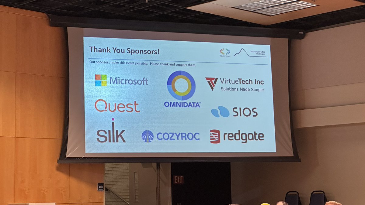 drsql's tweet image. It beginning to feel a lot like #SqlSaturday Portland is coming to an end. Great day, thank a sponsor!!