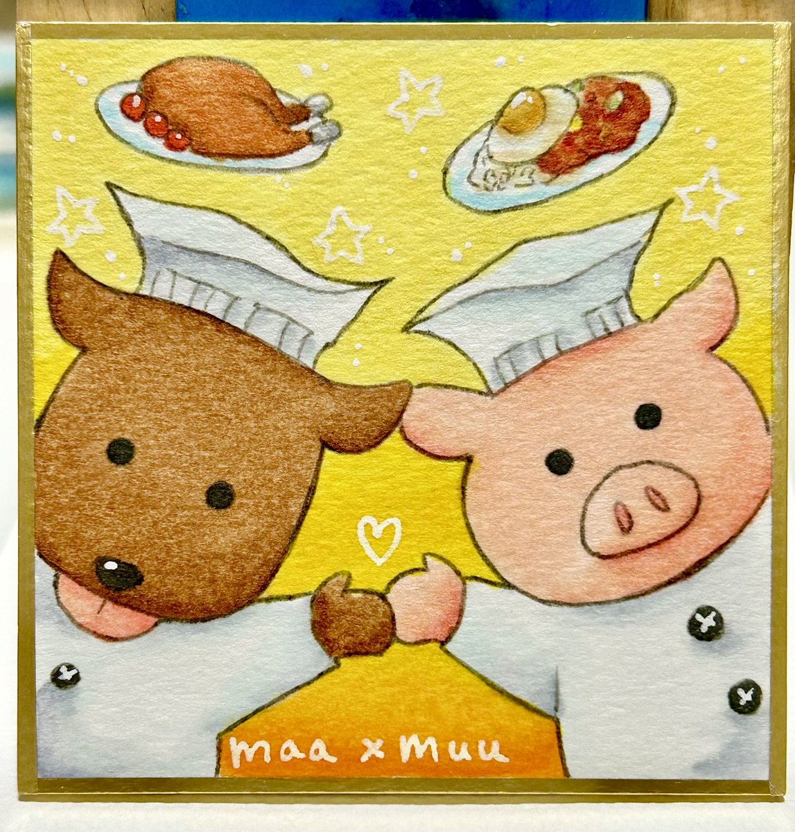 tanukotai00's tweet photo. ミニ色紙に🐶🐷ちゃん🍳✨ https://t.co/P7AxQCIHsW