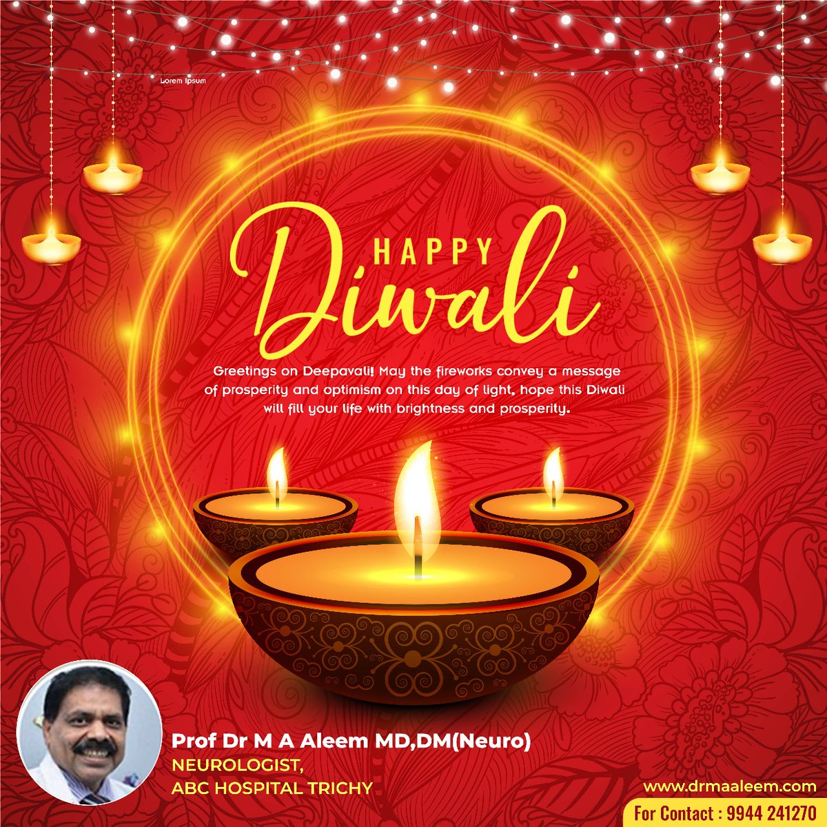 Wish you your family a Happy #Pollutionfree #Diwali2023 #SwachhDiwali #SwachhDiwaliShubhDiwali - M.A.Aleem Neurologist #SwachhBharat Ambassador 
#Trichy #TamilNadu #India