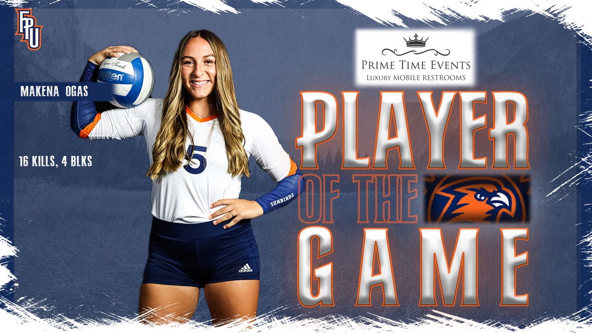 🏐 | Super Night for the Senior's last Home Match.

Makena Ogas was on offense, defense and everywhere that mattered in the four set win over Biola.

Ogas earns Primetime Events Player of the Match!

#TeamFPU | #BackTheBirds