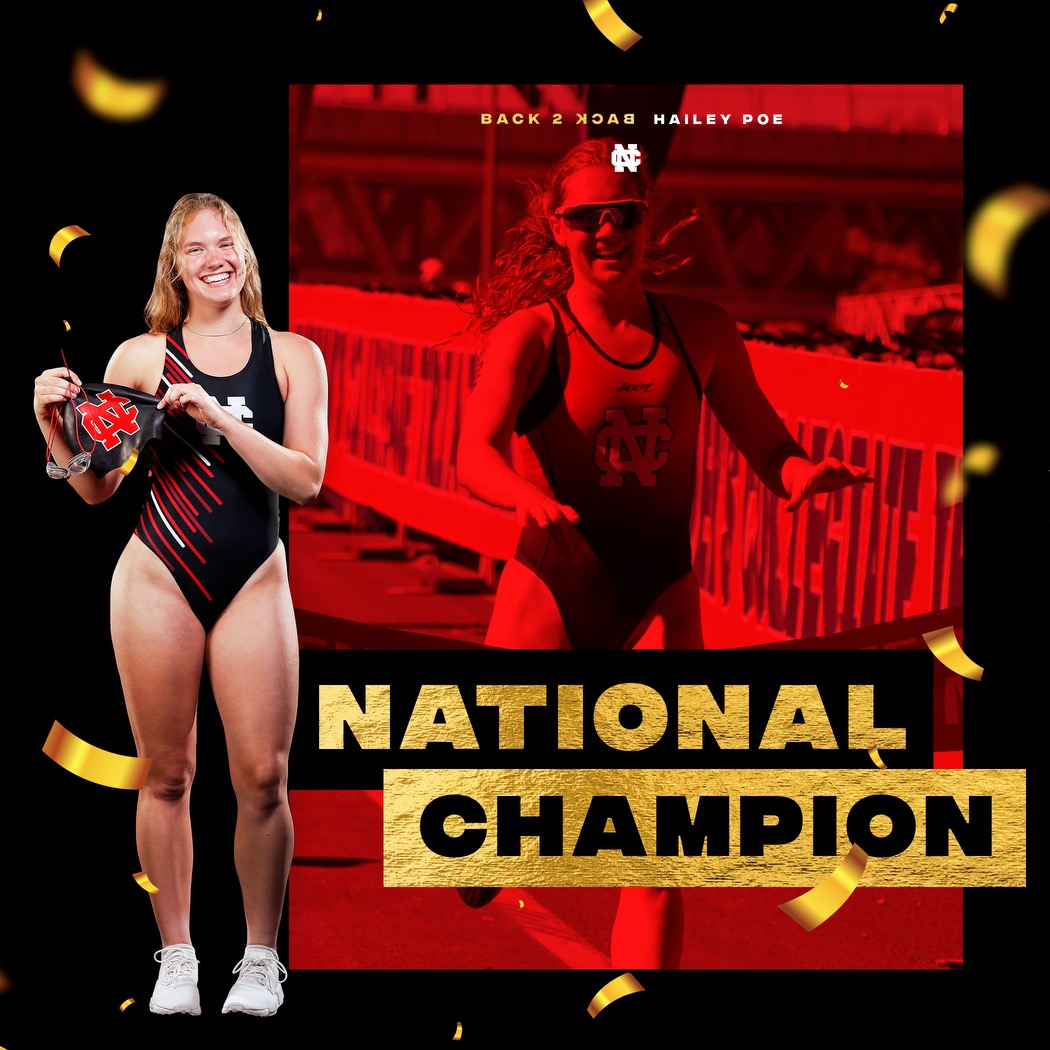 <a href="/nccwtriathlon/">North Central College Women's Triathlon</a>  has completed their title defense and bring home another national title! Hailey Poe also completes the individual title defense making it three in a row for the junior! #WeAreNC