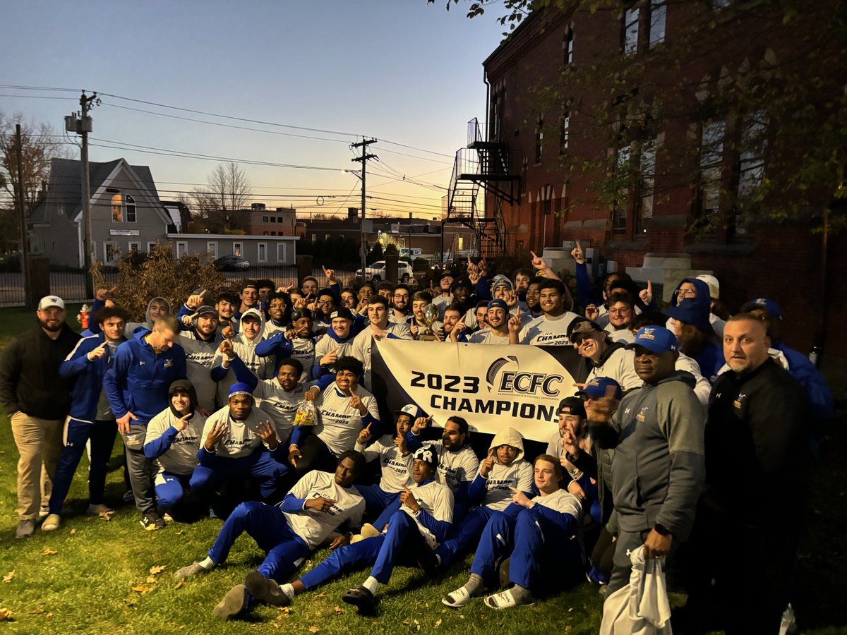 CONGRATS TO OUR 2023 ECFC CHAMPS - ALFRED STATE COLLEGE! The Pioneers will represent the ECFC in the NCAA tournament next weekend and will find out their opponent during the NCAA selection show tomorrow at 5pm. LET'S GO @ascathletics 👏😤