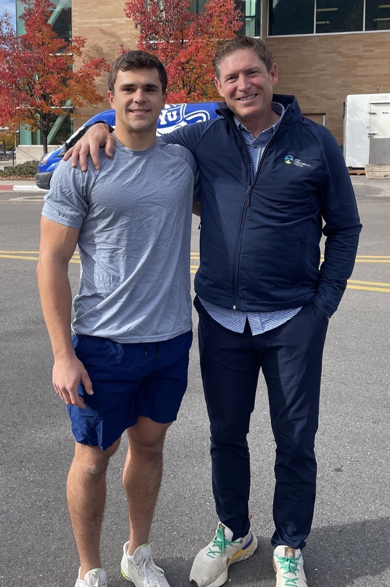 Earlier I had the opportunity to meet <a href="/SteveYoungQB/">Steve Young</a>! After reading his book 6 years ago, he became my role model and example! He is one of my heroes and I’m grateful for how he inspires me to get better. I hope to follow in his footsteps and play for <a href="/BYUfootball/">BYU FOOTBALL</a>!!