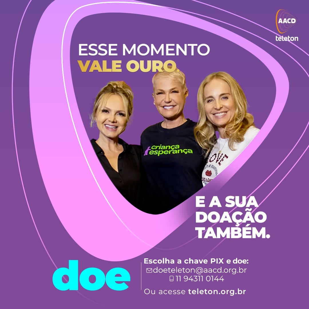 Tudo pode ser, só basta acreditar. Vocês acreditaram e esse encontro se tornou realidade: As três loiras mais amadas do Brasil, @eliana, @angelicaksy e @xuxameneghel, estão juntas no palco do #Teleton2023. Faça sua doação! Doe pelo PIX: doeteleton@aacd.org.br ou 1194311-0144