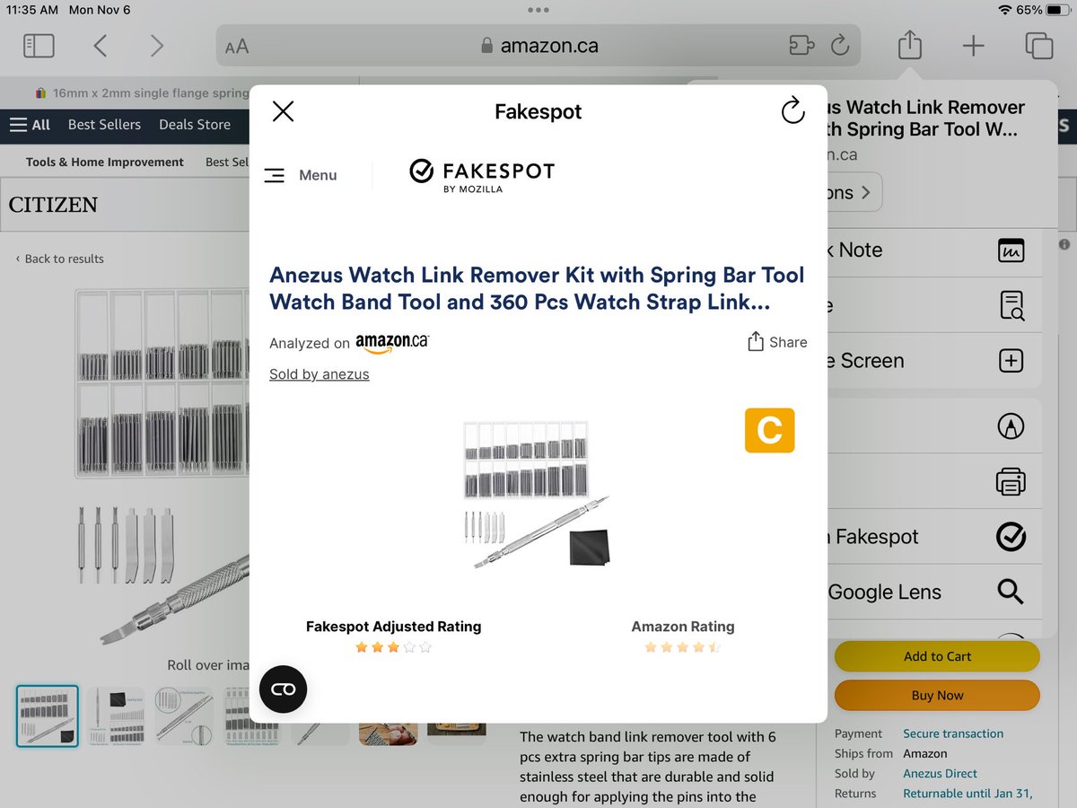 JohnMilnerQQ's tweet image. Don’t be fooled by fake reviews on Amazon. There are many with D and E grades. This ones from over 3,000 reviews. Use Fakespot APP by selecting the up arrow then drop down to Fakespot on the top right of the screen. #fakespot