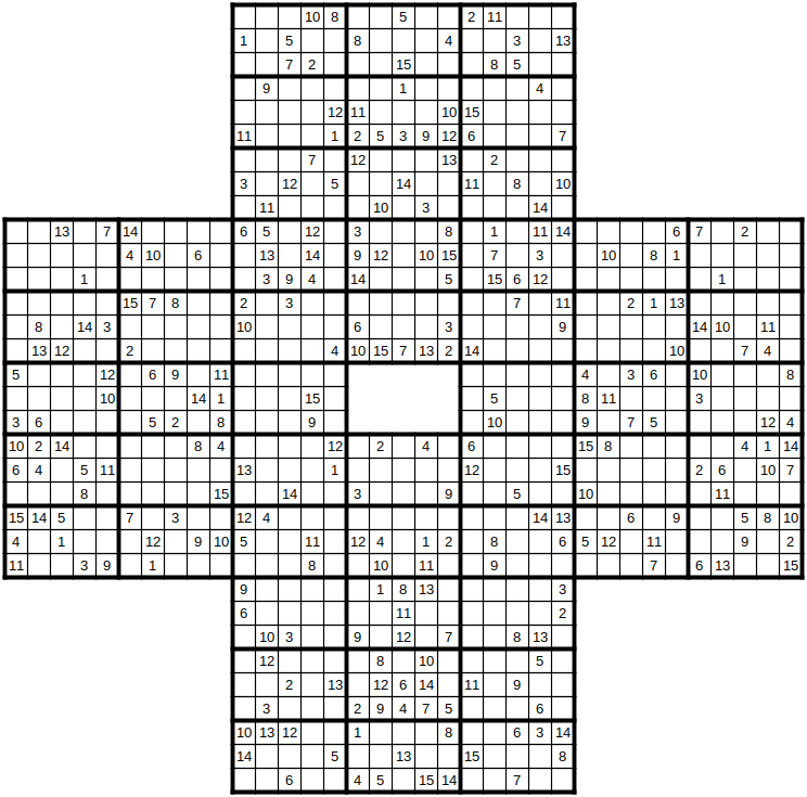 robakun2011's tweet photo. #数独 #sudoku #ナンプレ #numberplace
奴さん問題です(*^^*)
全体の形が折り紙「奴さん」風の重ね合わせ問題です(^o^)/
基本的な解き方で解けます(^_-)❤️
#robakun https://t.co/qrF9EWaelp
