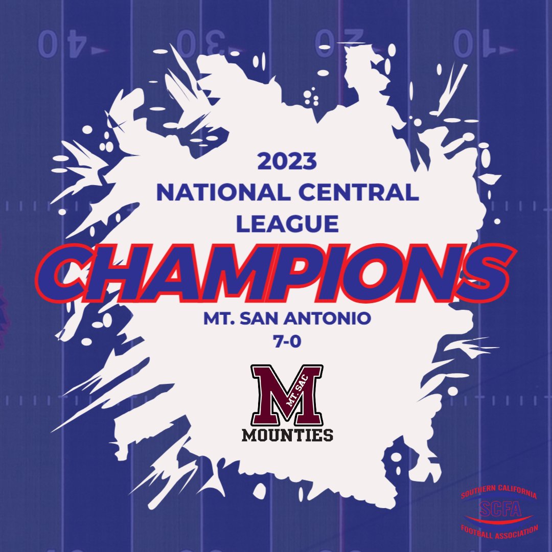 Congrats to Mt. San Antonio, 2023 National Central League Champion!
<a href="/mtsacfootball/">Mt. SAC Football</a> <a href="/MtSAC_athletics/">Mountie Nation</a> <a href="/3C2Asports/">3C2A</a>