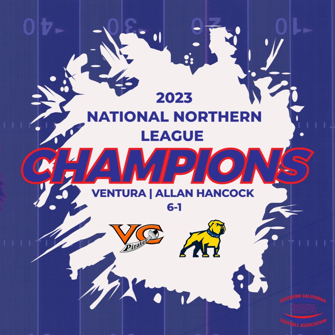 Southern California Football Association (@scfafootball) on Twitter photo Congrats to Ventura & Allan Hancock, 2023 National Northern League Co-Champions!
<a href="/VCPirateFB/">Ventura College Football</a> <a href="/VCAthletics/">VCPirateAthletics</a> <a href="/AHCbulldogs/">Allan Hancock College Athletics</a> <a href="/AHancockFball/">Allan Hancock College FB</a> <a href="/3C2Asports/">3C2A</a> Congrats to Ventura & Allan Hancock, 2023 National Northern League Co-Champions!
<a href="/VCPirateFB/">Ventura College Football</a> <a href="/VCAthletics/">VCPirateAthletics</a> <a href="/AHCbulldogs/">Allan Hancock College Athletics</a> <a href="/AHancockFball/">Allan Hancock College FB</a> <a href="/3C2Asports/">3C2A</a>
