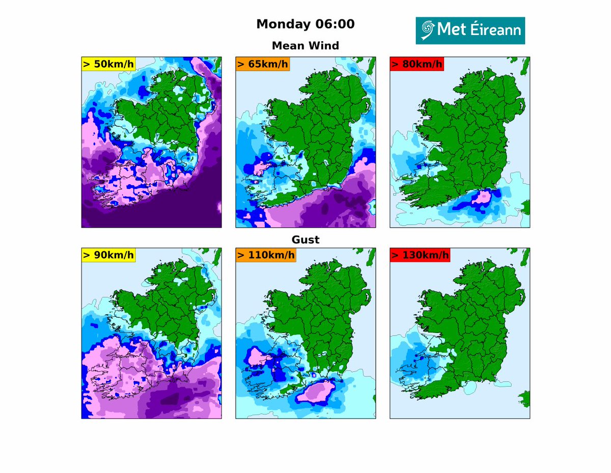 CarlowWeather's tweet photo. That low system for tonight and tomorrow morning is now looking very nasty with latest weather models showing it bringing very strong gusts early Monday morning along with very heavy rain. Keep an eye on forecasts and I expect warnings will be issued. https://t.co/oUqXWT9mBp
