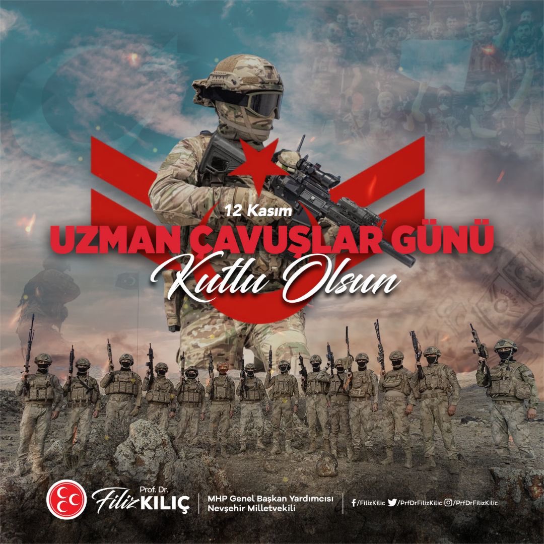 “Ne büyüksün ki kanın kurtarıyor Tevhid’i,
Bedr’in arslanları ancak bu kadar şanlı idi!”

Asrın Arslanları Uzman Çavuşlarımızın 12 Kasım #UzmanÇavuşlarGünü’nü kutluyorum.🇹🇷

Uzman Çavuşlar; şehadet ve gazilikle perçinlenmiş serdengeçtilerdir.

Selam olsun kahramanlarımıza!