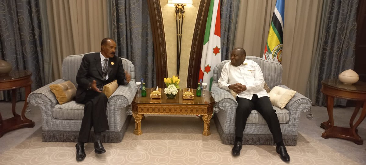 hawelti's tweet photo. President Isaias met, in late afernoon hours in Riyadh yesterday, Egypt's President Abdel Fattah el-Sisi &amp; Burundi's President Evariste Ndayishimiye.  Broad issues discussed inclulde enhancement of bilateral ties; cooperation in regional security issues; resoluton of war in Sudan https://t.co/BBLxwJkoo7