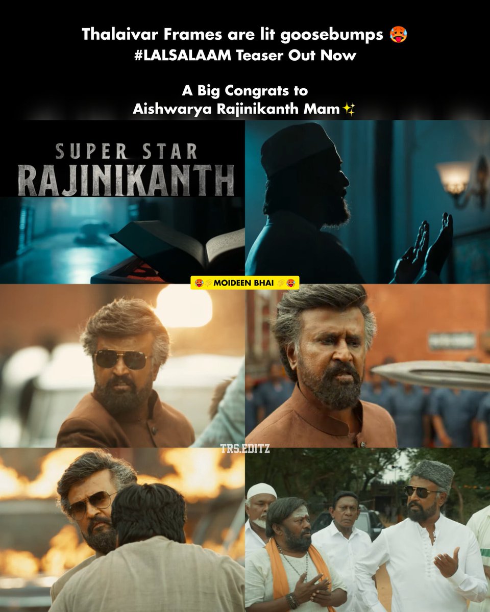 ThalaivarStatus's tweet photo. #LalSalam

I never Expect This 😍 The frames are Ultimate in This Teaser. especially Thalaivar Appearance are lit a goosebumps 🥵.Now, the expectations are getting Higher.Hope it will be a blockbuster💥

A Big Congrats and wishes to @ash_rajinikanth Mam ✨
Share ur opinion guys👇 https://t.co/40TBmbMmOs