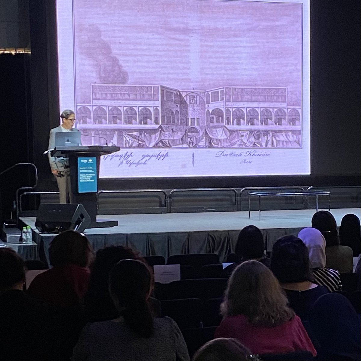 Talinn Grigor, professor of art history <a href="/ucdavis/">UC Davis</a> giving her presentation, “Pedagogical Realignment and Hyphenated Historians of Qajar Architecture: Vrdanis Eiwziwkʻchean and Kavasji Kiash in Dialogue” at the Hamad bin Khalifa Symposium on Islamic Art islamicart.qatar.vcu.edu/2023-program/