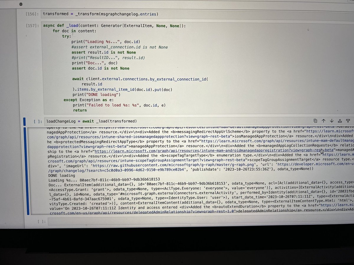 fabianwilliams's tweet image. Classic #HowItStarted day… and besides some bumps in the road with some Auth issues &amp;amp; JSON formatting issues the sample @waldekm created for #Python (scripts) was easy to refactor to #JupyterNotebooks and interactive. Gonna turn this in a sample after the @ESPC_Community session