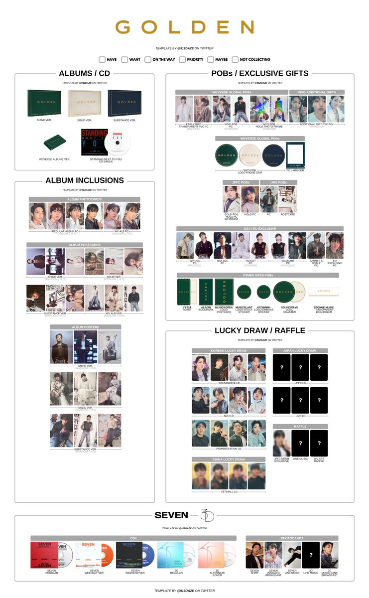BTS画像選択用ページ④ BTS JUNGKOOK PC PHOTOCARD WISHLIST TEMPLATES✨ ⭐️ JK - GOLDEN PC