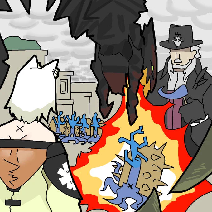 前に描いた「火炎を吐くMon3tr」 
