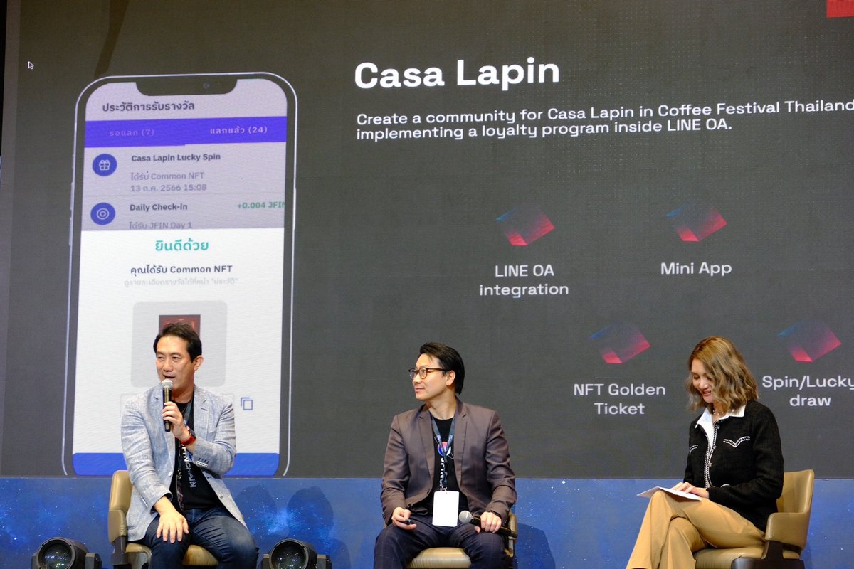 JFinofficial's tweet photo. JFIN Team กับ Panel Session งาน Blockchain Genesis, Thailand Blockchain Week 2023 ในหัวข้อ "ขับเคลื่อนองค์กรสู่ Digital Transformation

#JFINChain #BusinessNFT #DigitalTransformation  #Blockchain #BGTH2023 #JoinApp #HyperNFT https://t.co/fgIbtVdMsE