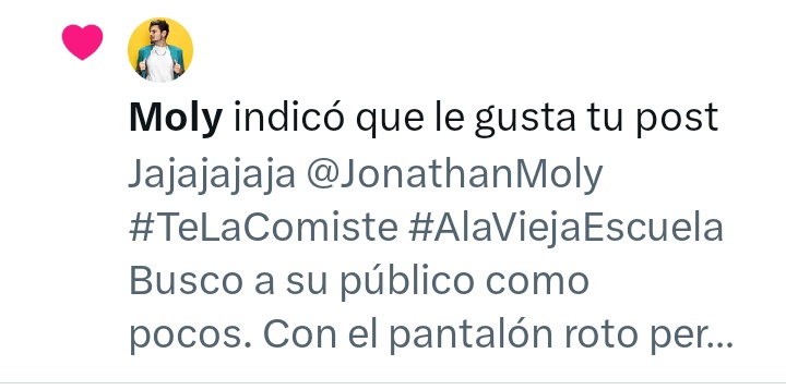 patidica's tweet photo. El Único Me Gusta es de 👇 @JonathanMoly Gracias!!! https://t.co/zuHkpefHcS