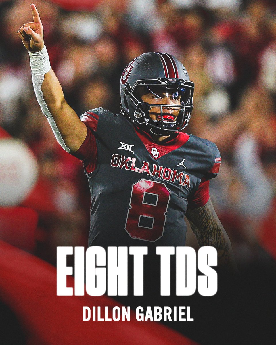 Dillon Gabriel becomes the first Oklahoma QB with 8 total TDs in a game 😤