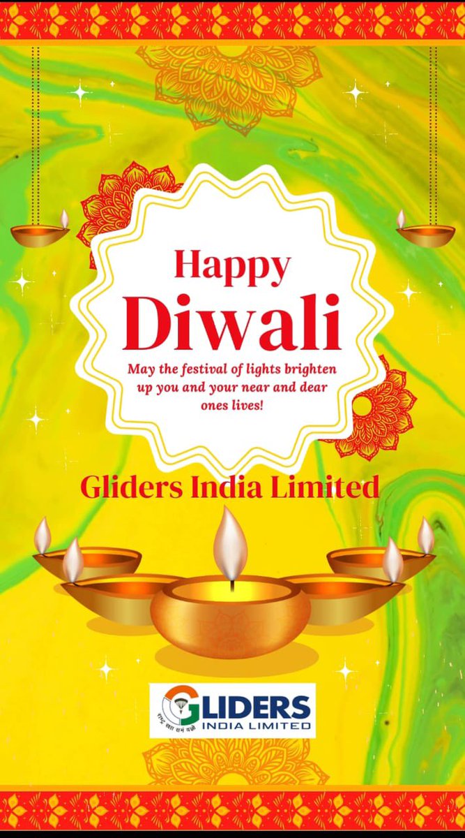 ग्लाइडर्स इंडिया लिमिटेड के सभी कर्मचारी, अधिकरिगण, परिवारजन और शेयरहोल्डर्स की और से दीपावली के पावन पर्व की हार्दिक शुभकामनाये l 🙏 #HappyDiwali2023 #SwachhDiwali
