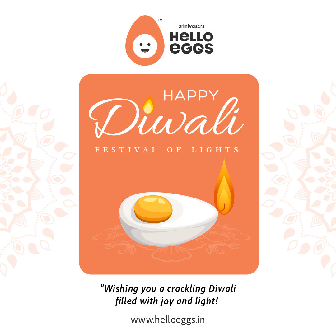 Wishing you an egg-ceptionally bright and joyful Diwali! May the festival of lights illuminate your life with happiness and prosperity. 🪔🥚✨

#DiwaliJoy #eggcellentcelebration #SrinivasaFarms #helloeggs