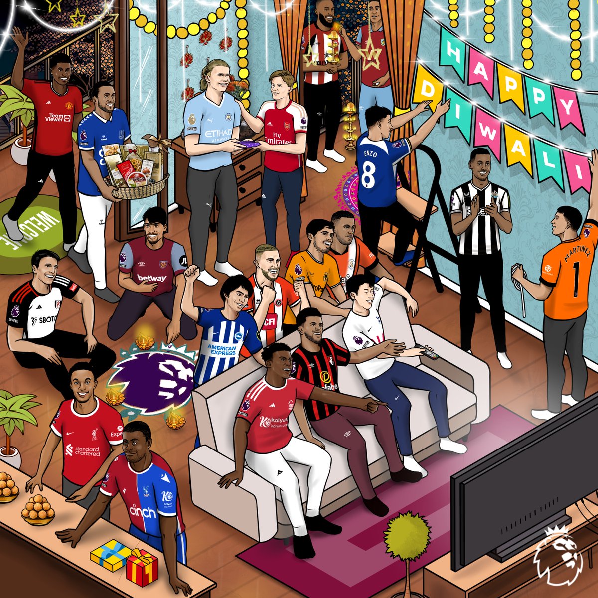 PLforIndia's tweet photo. From all of us at the Premier League, wishing you a very Happy Diwali ❤️ 🪔 https://t.co/baikSc3Lv6