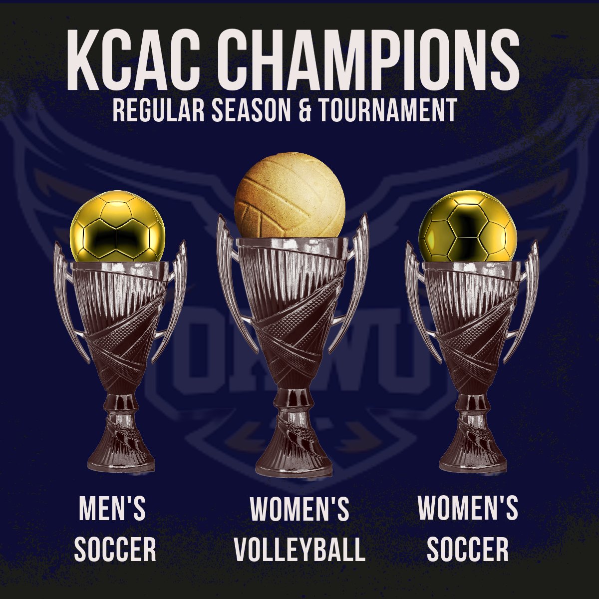 OKWUeagles's tweet photo. Just incase you missed it... the Eagles went 3-3! 

The Eagles SWEPT the KCAC today, taking home the volleyball, men's soccer, &amp; women's soccer KCAC Regular Season Championships &amp; KCAC Tournament Championships!

IT'S A GREAT DAY TO BE AN EAGLE 🦅

#GoEagles https://t.co/ivbmtXNbwW