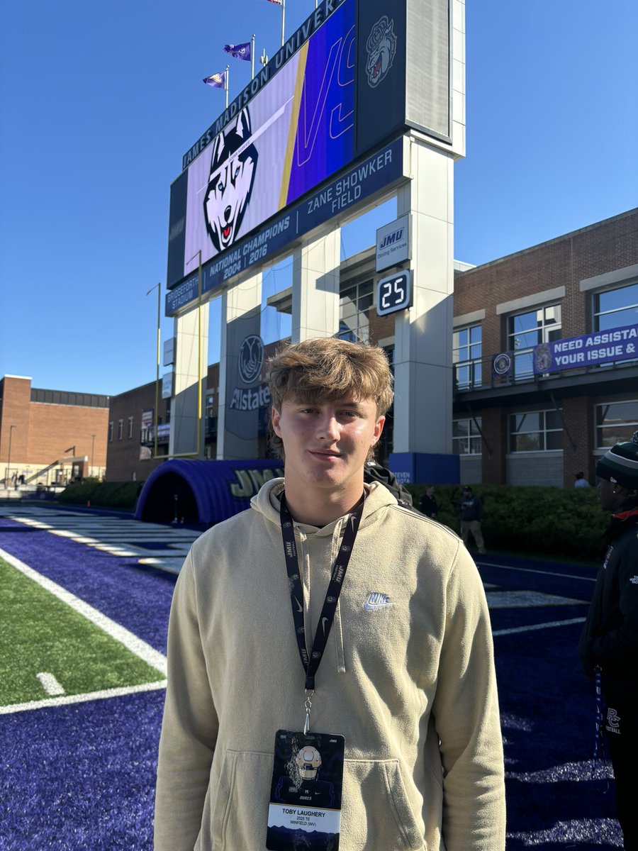 toby_laughery's tweet photo. Had a great time today at @JMUFootball ! Thanks for the gameday invite.
@JMUCurtCignetti @mhalloliver @coachgrantcain @JoeMento https://t.co/kGuVrPYW3o