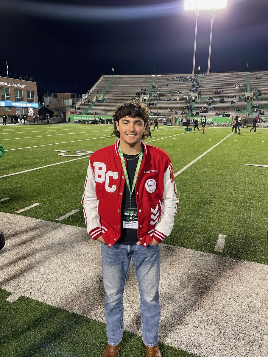 Garrettcrum9's tweet photo. Thank you @HerdFB @WillDrewMU and @michael_bartrum for the game-day invite, it was an amazing experience!! @BCLionsFootball @CRK_25_MU @LoganM_MU https://t.co/LNP1tK3np9