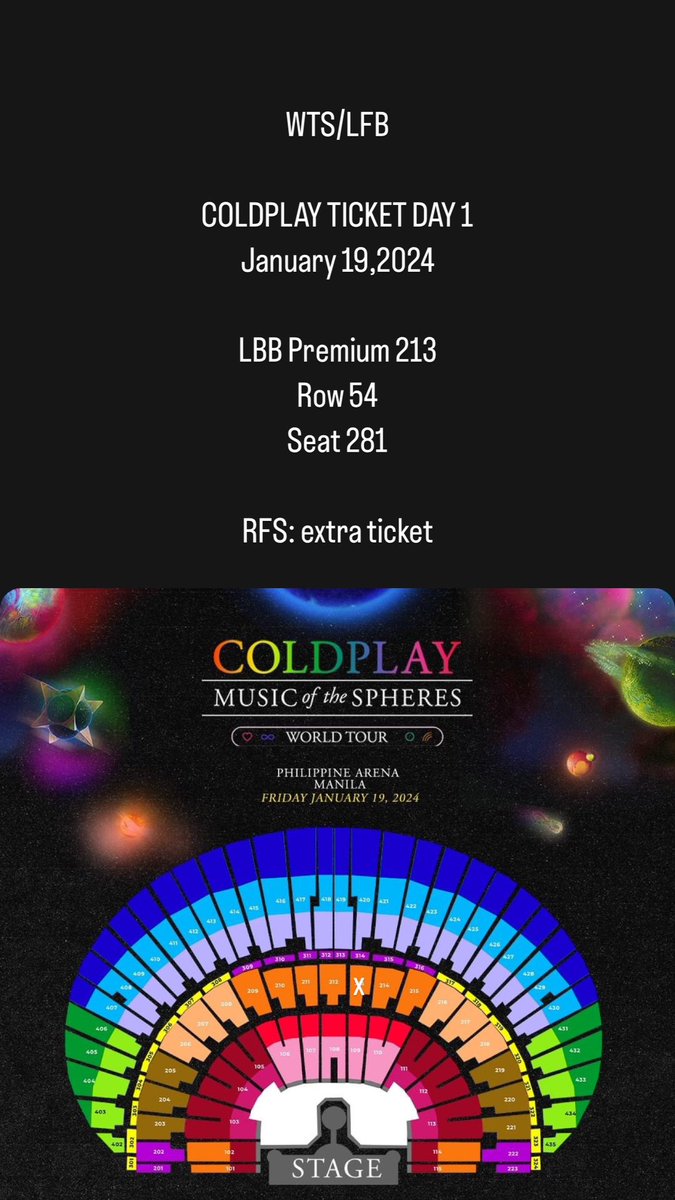 jm07sd's tweet photo. Selling my extra Coldplay ticket Day 1
SRP

wts lfb 
Coldplay Music of the Spheres World Tour Bulacan https://t.co/WDQ9IG58Oy