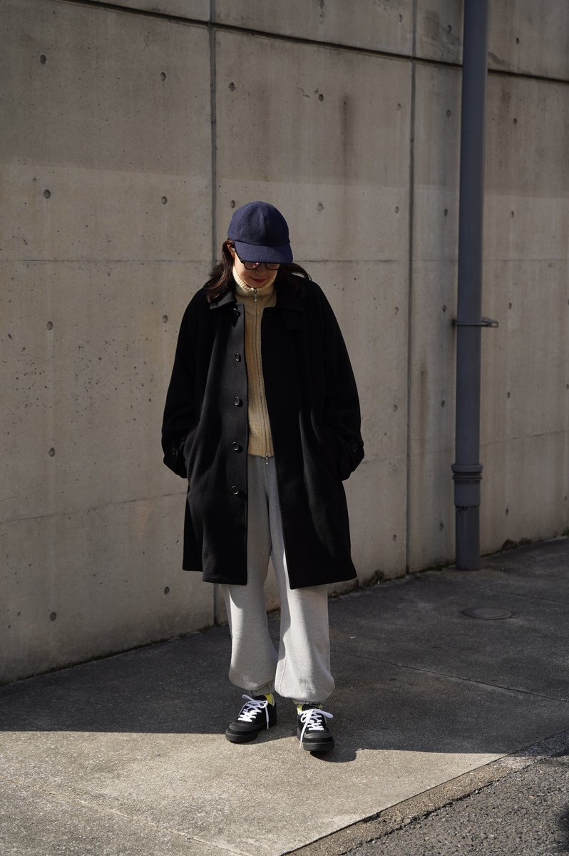 EVCON Wool Stain Collar Half Coat 黒 サイズM Collar Half Wool WOOL