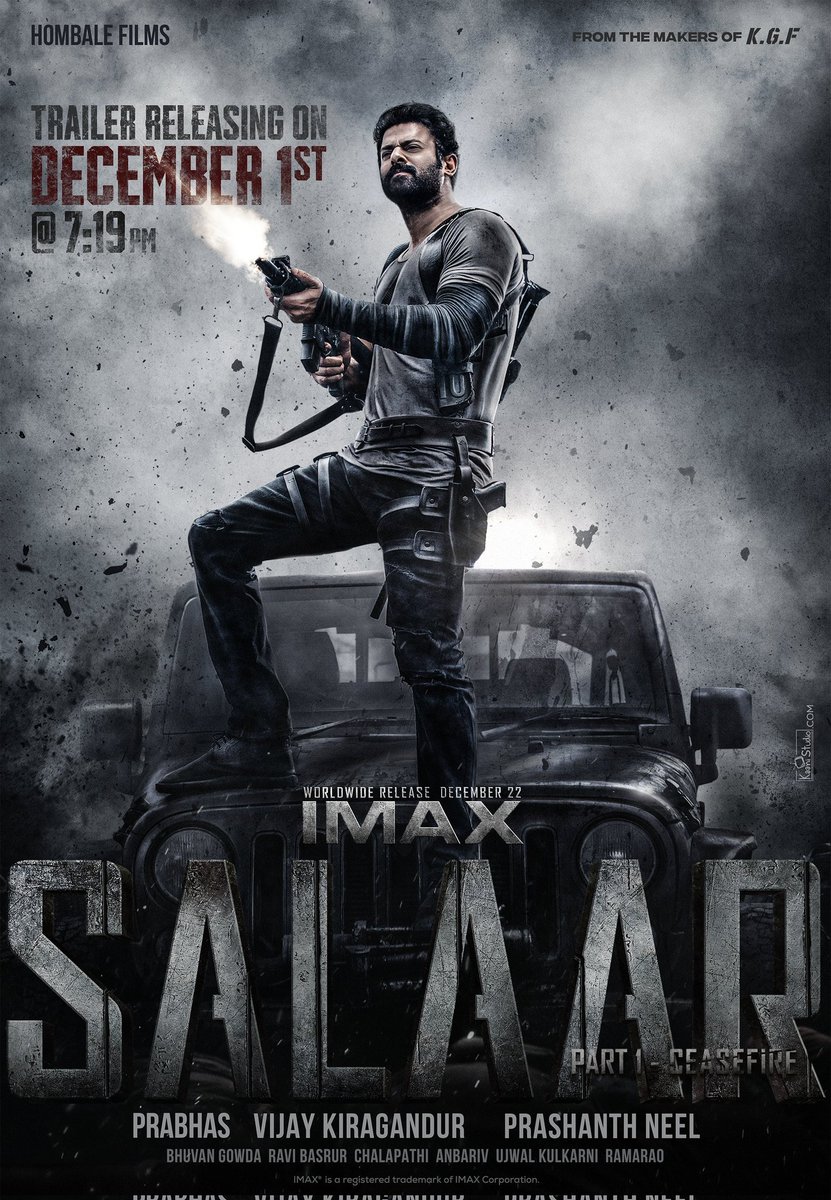 Ottupdates44's tweet photo. It's OFFICIAL Now

#SalaarCeaseFire       Trailer is set to detonate on Dec 1st at 7:19 PM 🔥

#SalaarCeaseFireOnDec22    

#Prabhas https://t.co/jKhyAS6idN