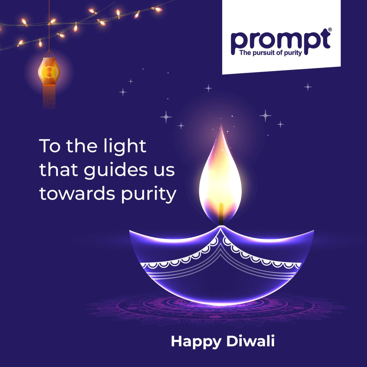 Prompt Dairytech wishes you a very happy Diwali. With purity as our guide, we continue the festive season by spreading joy, light, and warmth.

#diwali2023 #prompt 
#pursuitofpurity #festiveseason