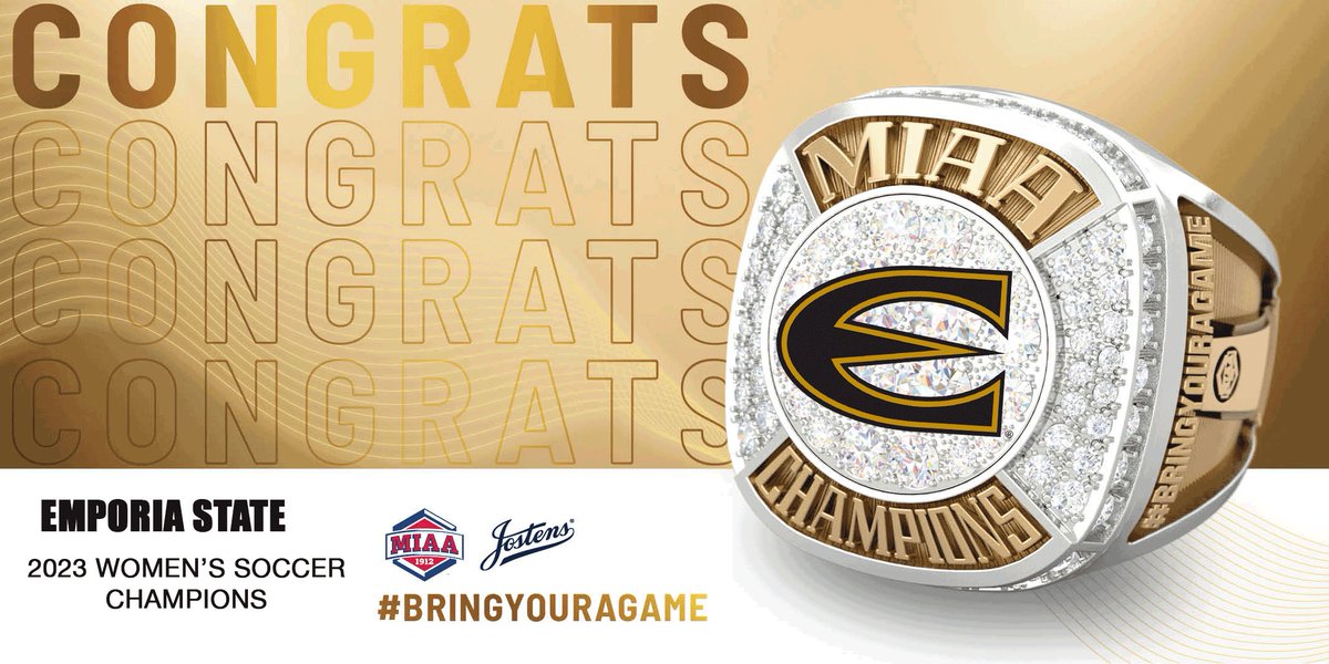 The MIAA &amp; <a href="/Jostens/">Jostens</a> would like to congratulate <a href="/ESU_WoSoccer/">ESU Women's Soccer</a> for winning the 2023 Women's Soccer Championship. 

Jostens is the Official Championship Ring Provider of the MIAA! #BringYourAGame🏆⚽️