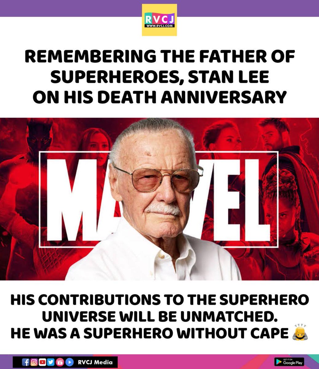 Remembering Stan Lee on his death anniversary!

#stanlee #deathanniversary #marvelcinematicuniverse #marvel #mcu #rvcjinsta #rvcjmovies