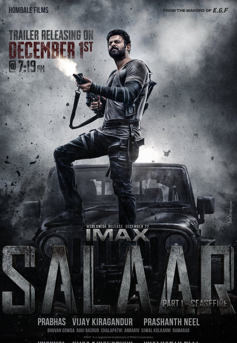 kaanistudio's tweet photo. #SalaarCeaseFireโฏ Trailer is set to detonate on Dec 1st at 7:19 PM ๐ฅ
#Salaar #Prabhas
#PrashanthNeelย @hombalefilms @VKiragandurย @bhuvangowda84 @RaviBasrur @shivakumarart @vchalapathi_art @anbariv
#SalaarCeaseFireOnDec22โฏโฏโฏ
#kaanidesign #kaanistudio๐บ #kaanistudioposter https://t.co/x2vO4dhdqr