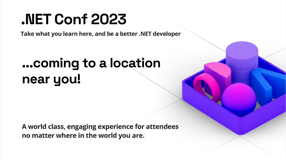 dotnet's tweet photo. Learn about .NET 8, Blazor, Cloud Native, #dotNETMAUI, and more at .NET Conf 2023 Kirinyaga University/Kutus, Kenya on November 18 in Kutus, Kenya! https://t.co/A8fqs7j2gR

Discover #dotNETConf local events happening around the world at https://t.co/bCfGyIJH0M #community https://t.co/XiyOde7bGP