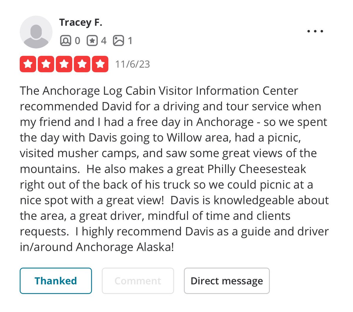 RealAKOutdoors's tweet photo. Second yelp review. Second ⭐️⭐️⭐️⭐️⭐️ review. https://t.co/OfEiWS9P7s