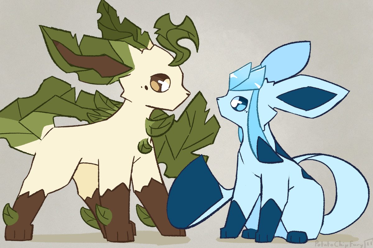 Height difference #leafeon #glaceon #eeveelutionfanart #pokemon, image size:1200x800
