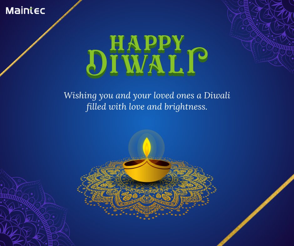 MaintecTech's tweet image. May this Diwali be a festival of lights that dispels the darkness of ignorance and brings wisdom and joy to your life. Happy Diwali to all! #maintec #Diwali2023