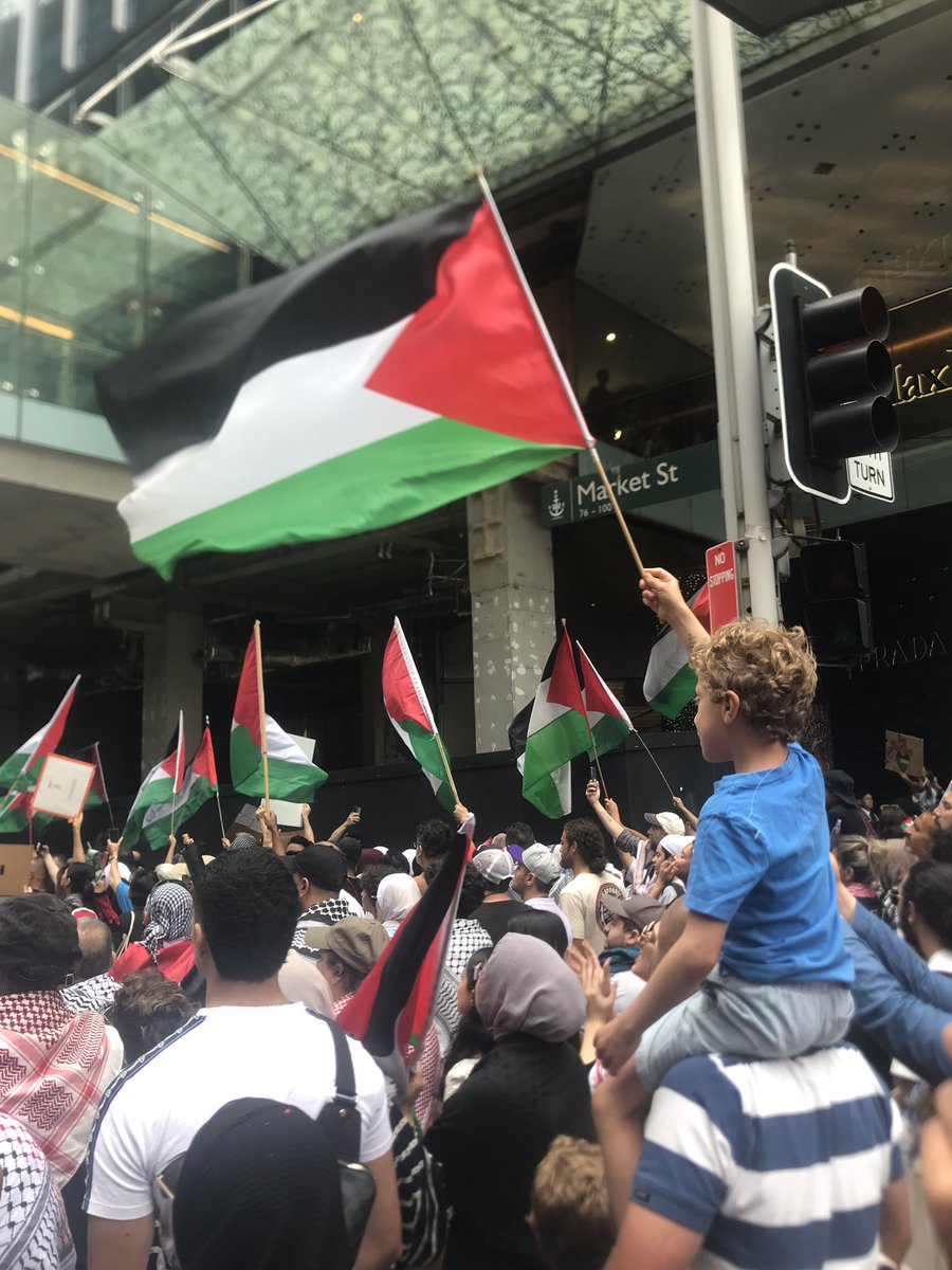 PublicHighs's tweet photo. Today in Sydney. The intentional obliteration of Gaza is not self-defence. No one in Israel wakes up each morning and counts daily members to see if all survived the night. #UnitedForPalestine https://t.co/RSXQs3CQSk