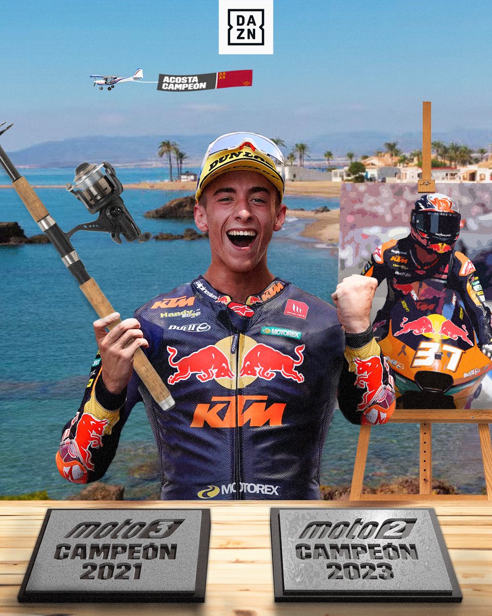 DAZN_ES's tweet photo. 2021 🏆 Campeón del mundo de Moto3
2023 🏆 Campeón del mundo de Moto2

Pedro Acosta llegó al Mundial en 2021 y solo tres años después ya ha pescado DOS TÍTULOS MUNDIALES

Es un talento especial. Es un piloto como pocos. Es un elegido ✨

#ELT1BURON https://t.co/d0OE6d32z1
