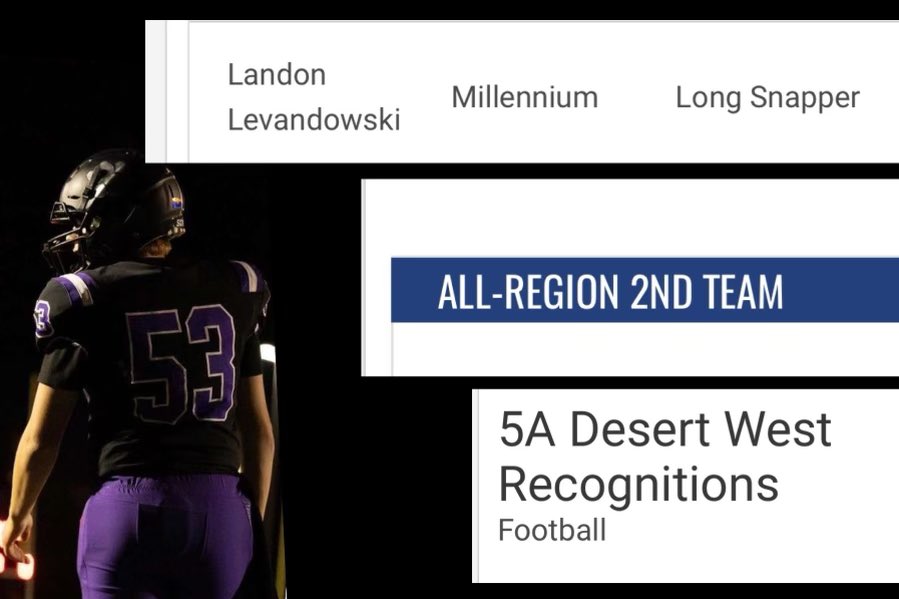 Landon Levandowski (@levandowskil53) on Twitter photo I am very grateful and honored to be named as 5A Desert West ALL-REGION 2ND TEAM Long snapper with having a perfect PAT/Field goal snapping record (All film is on twitter)
<a href="/CoachEarly_MHS/">Lamar Early</a> <a href="/MillenniumFB/">Millennium Football</a> <a href="/gridironarizona/">Gridiron Arizona</a> <a href="/RonTBAOL/">Ron Sowers</a> <a href="/CoachChaco/">Trevor Chaco</a> <a href="/KohlsSnapping/">Kohl's Snapping Camps</a> #AzEliteLongsnapping I am very grateful and honored to be named as 5A Desert West ALL-REGION 2ND TEAM Long snapper with having a perfect PAT/Field goal snapping record (All film is on twitter)
<a href="/CoachEarly_MHS/">Lamar Early</a> <a href="/MillenniumFB/">Millennium Football</a> <a href="/gridironarizona/">Gridiron Arizona</a> <a href="/RonTBAOL/">Ron Sowers</a> <a href="/CoachChaco/">Trevor Chaco</a> <a href="/KohlsSnapping/">Kohl's Snapping Camps</a> #AzEliteLongsnapping