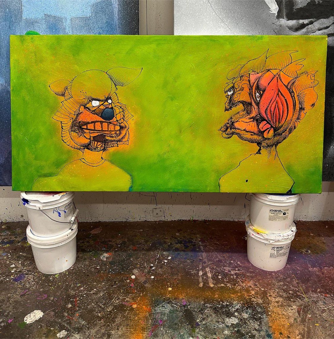 Progress on a new piece today. Looking forward to getting back at it tomorrow #artiststudios
