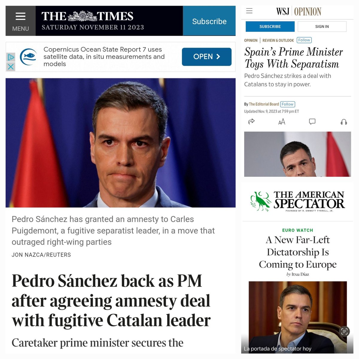 La prensa internacional lo tiene calado.
Por estar en el poder pactará con el diablo.
Pedro Sánchez cada vez más retratado.
Al psoe lo ha dejado hecho un establo.