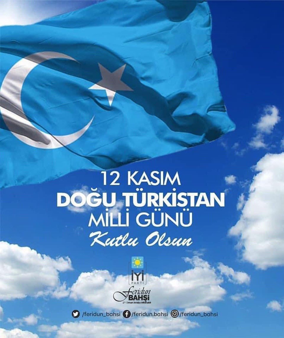 12 Kasım #DoğuTürkistanMilliGünü kutlu olsun...
Yaşasın Doğu Türkistan...
#DoğuTürkistandaSoykırım
#DoğuTürkistandaSoykırımVar