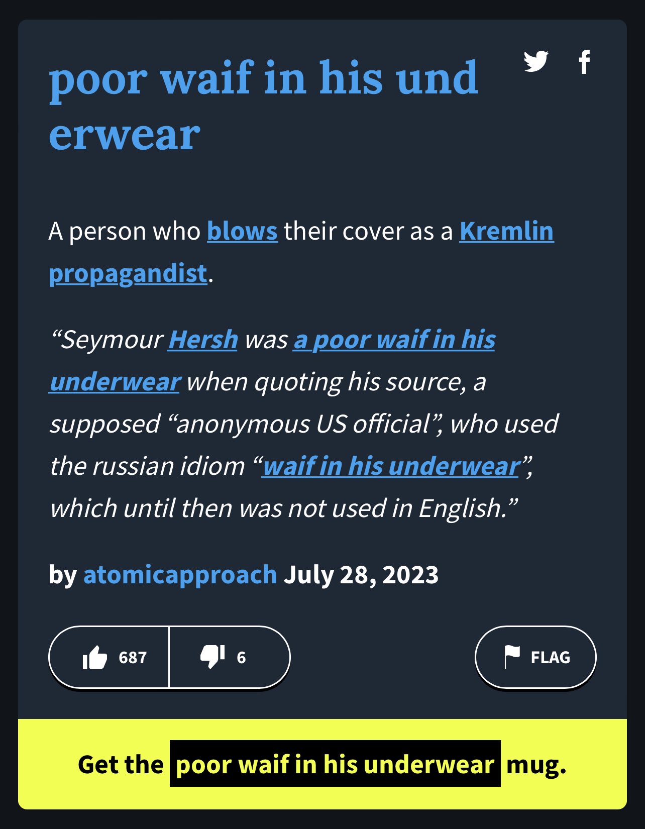 Bad Baltic Takes on X: It's been over 100 days since Seymour Hersh quoted  his source, an 'anonymous US official', using the phrase “poor waif in his  underwear”. And still no one