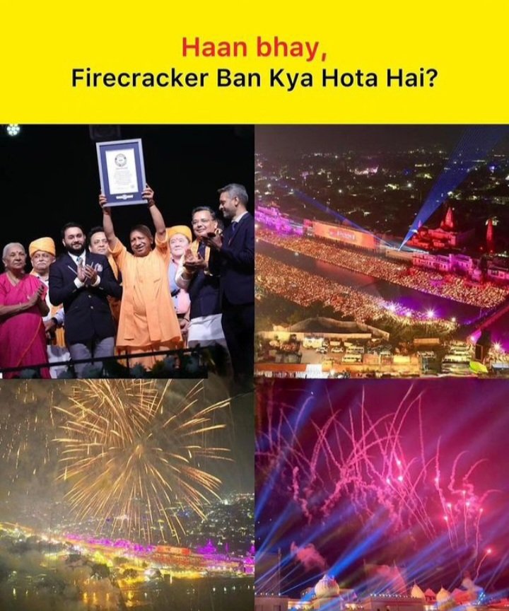 Deepakthakur_03's tweet photo. SC : Diwali is a festival of lights not firecrackers.

FireCrackers banned 

Meanwhile Yogi Ji https://t.co/cWmkej175a