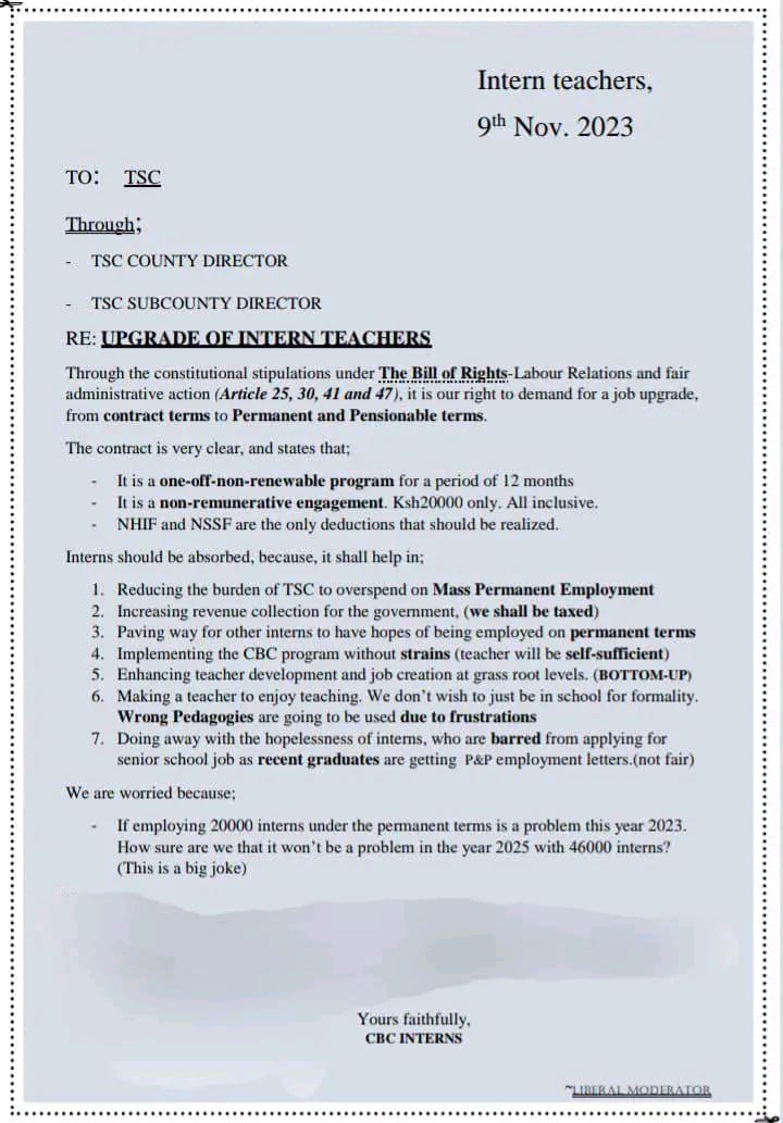 The message to Tsc to confirm senior interns.