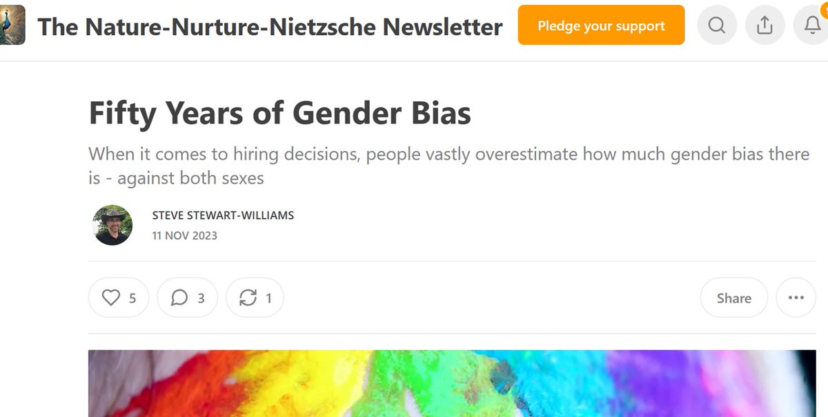MalePsychology's tweet photo. A meta-analysis of 85 studies since the 1970s found bias against hiring women in male-dominated jobs has gone, but bias against hiring men in female-dominated jobs remains

Experts in gender bias were worse at predicting these findings than other people!
https://t.co/sluAvwLJlj https://t.co/UEkQ9DPnpD